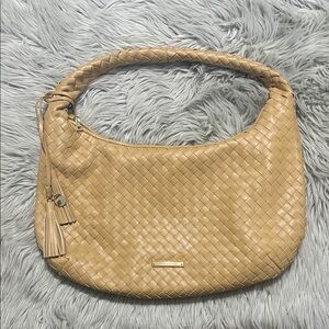 Poppy & Peonies Beige Woven Hobo Bag